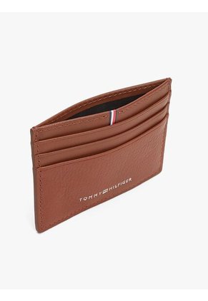 Tarjetero Marrón Corporate De Cuero Con Logo Tommy Hilfiger