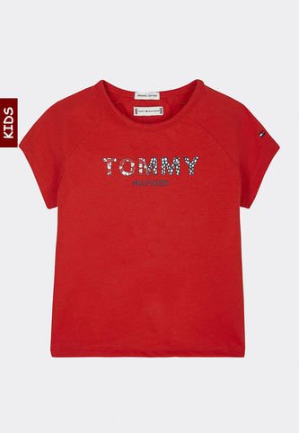 Tommy Hilfiger - Camiseta Niña Manga Corta Rojo Lg Flower Graphic