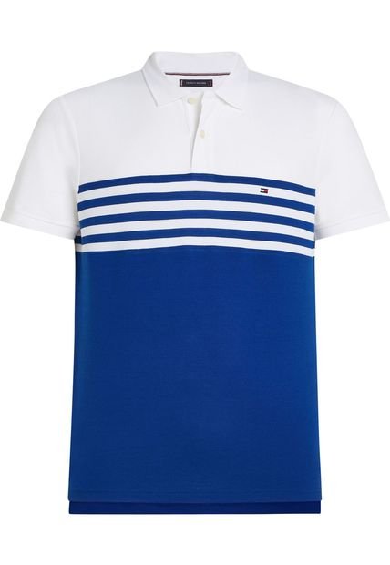 Polo Azul Con Diseño Color Block De Corte Regular Tommy Hilfiger