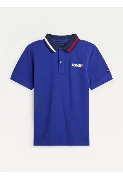 Polo Niño Manga Corta Morado Tommy Bandera Collar Tommy Hilfiger