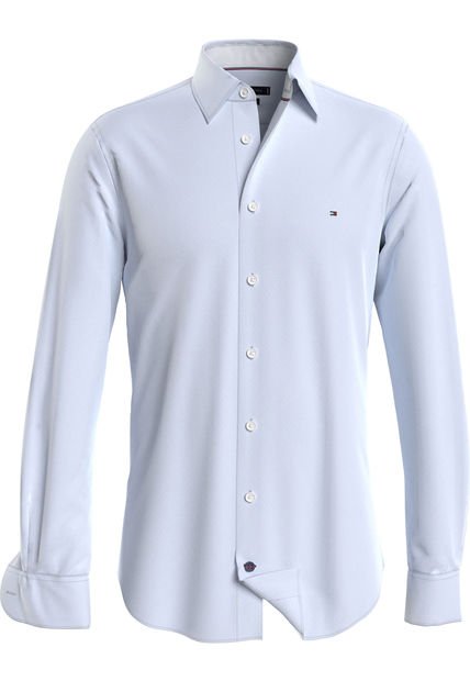 Camisa Manga Larga Azul Claro Cl All Over Dobby