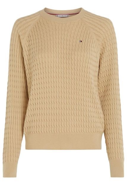 Saco Café Amplio De Punto Trenzado Tommy Hilfiger