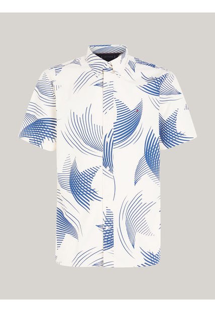 Camisa Beige Con Estampado Ondulantes Tommy Hilfiger