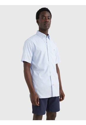 Camisa Manga Corta Azul Soft Micro Estampado Rf