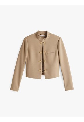 Americana Beige De Corte Slim Y Cuello Mao Tommy Hilfiger