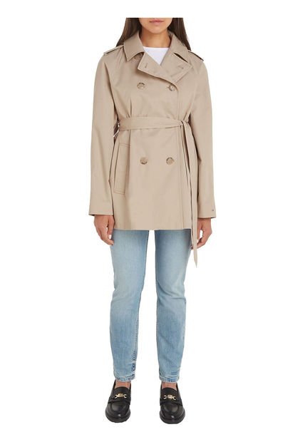 Gabardina Beige Corta Repelente Al Agua Tommy Hilfiger