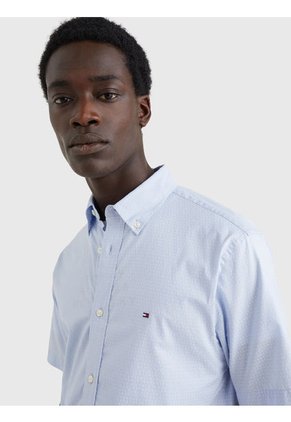 Camisa Manga Corta Azul Soft Micro Estampado Rf