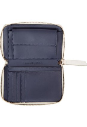 Billetera Blanca Acolchada Con Cremallera Y Logo Tommy Hilfiger