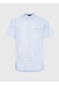 Camisa Manga Corta Azul Soft Micro Estampado Rf de Tommy Hilfiger
