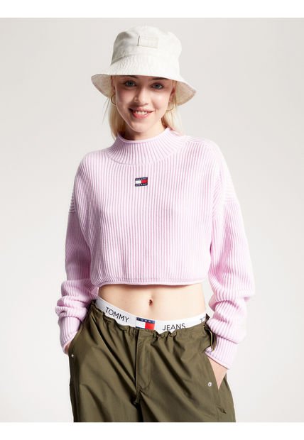 Saco Rosa Cropped Teñido En Prenda Con Parche Tommy Jeans