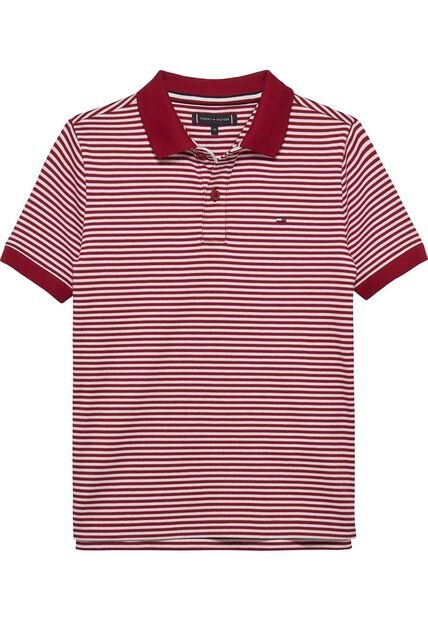 Polo Rojo De Punto Interlock De Corte Regular Tommy Hilfiger