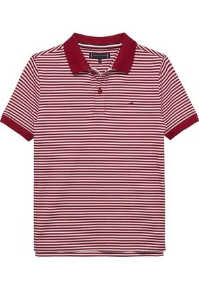 Polo Rojo De Punto Interlock De Corte Regular Tommy Hilfiger