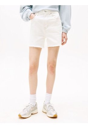 Bermuda Blanca Denim De Corte Regular Con Bajo Sin Rematar Tommy Jeans