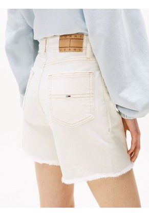 Bermuda Blanca Denim De Corte Regular Con Bajo Sin Rematar Tommy Jeans