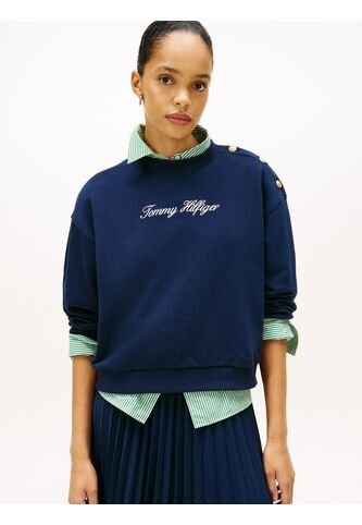 Saco Azul De Felpa Con Logo Script Y Botones Decorativos Tommy Hilfiger Tommy Hilfiger