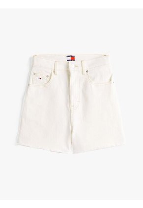 Bermuda Blanca Denim De Corte Regular Con Bajo Sin Rematar Tommy Jeans