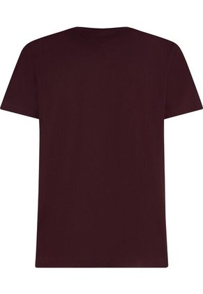Camiseta Roja De Cuello Redondo Con Logo Bordado Tommy Hilfiger