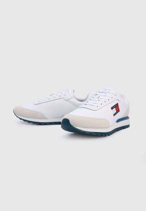 Tenis Lifestyle Blanco-Beige-Azul Petróleo Tommy Jeans Retro Evolve