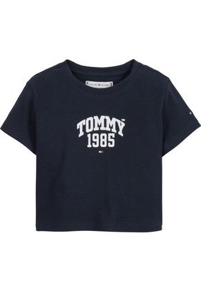 Camiseta Azul Universitaria De Punto Elástico Para Niña Tommy Hilfiger