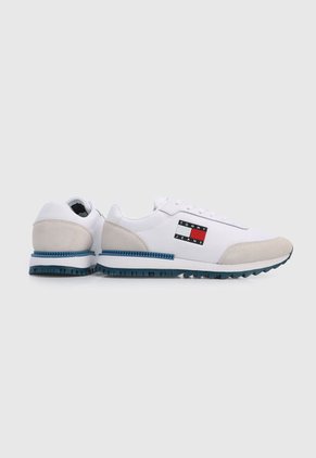 Tenis Lifestyle Blanco-Beige-Azul Petróleo Tommy Jeans Retro Evolve