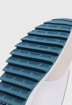 Tenis Lifestyle Blanco-Beige-Azul Petróleo Tommy Jeans Retro Evolve