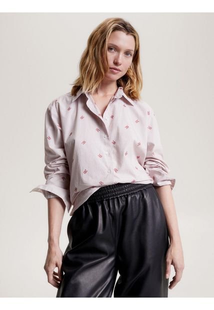 Camisa De Rayas Ithaca Con Monogramas Th Tommy Hilfiger