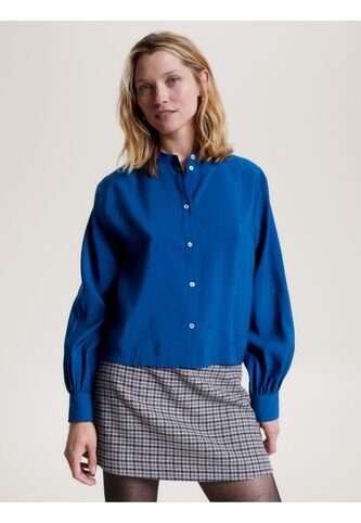 Camisa Sin Cuello Con Corte Cropped Mujer Azul Tommy Hilfiger Tommy Hilfiger