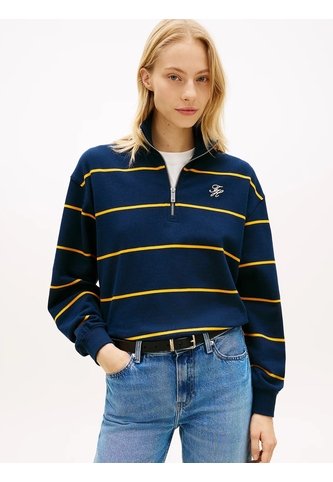 Saco Azul Tejido De Felpa Con Cremallera De Un Cuarto Y Logo Tommy Hilfiger Tommy Hilfiger