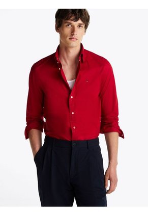Camisa Roja TH Flex Regular De Popelín Tommy Hilfiger
