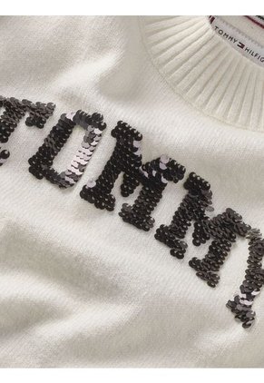 Saco Blanco Niña Tejido Con Logo De Lentejuelas Tommy Hilfiger