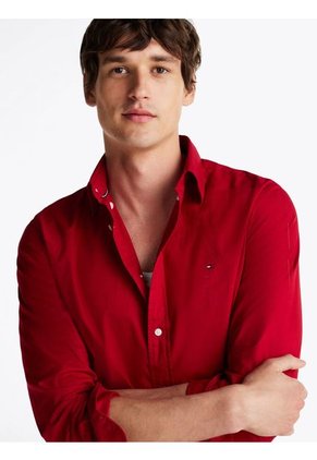 Camisa Roja TH Flex Regular De Popelín Tommy Hilfiger