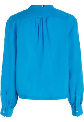 Camisa Sin Cuello Con Corte Cropped Mujer Azul Tommy Hilfiger