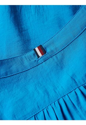 Camisa Sin Cuello Con Corte Cropped Mujer Azul Tommy Hilfiger