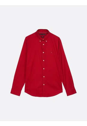 Camisa Roja TH Flex Regular De Popelín Tommy Hilfiger