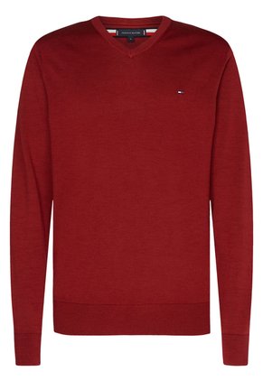 Saco Rojo Con Cuello En V Y Logo Bordado Tommy Hilfiger