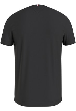 Camiseta Negra De Cuello Redondo Con Logo Estampado Vertical Tommy Hilfiger