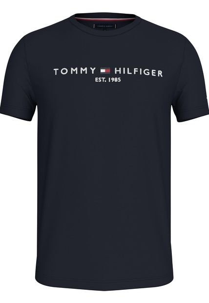 Camiseta Azul Con Logo Bordado En El Pecho Tommy Hilfiger