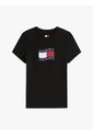 Camiseta Negra De Punto Slim Con Logo Ondulante Tommy Jeans de Tommy Hilfiger