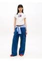 Camiseta Blanca De Punto Slim Con Logo Ondulante Tommy Jeans de Tommy Hilfiger