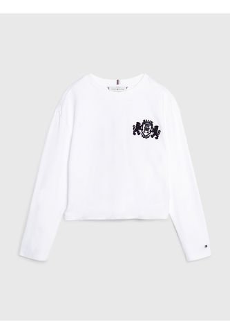 Camiseta Blanca De Niña Amplia Con Escudo Tommy Hilfiger Tommy Hilfiger