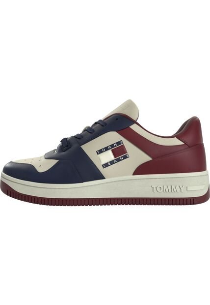 Tenis En Piel De Gran Calidad Hombre Azul Tommy Hilfiger