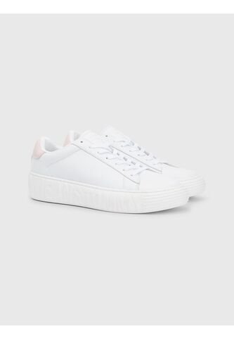 Tenis Blancos Cupsole De Piel Con Inscripción Para Mujer Tommy Hilfiger Tommy Hilfiger