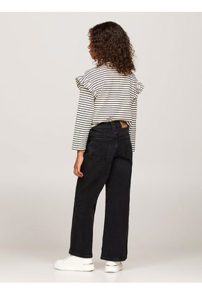 Jeans Negro Niña Desteñidos De Pierna Ancha En Negro Tommy Hilfiger