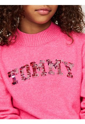 Saco Rosa Niña Tejido Con Logo De Lentejuelas Tommy Hilfiger
