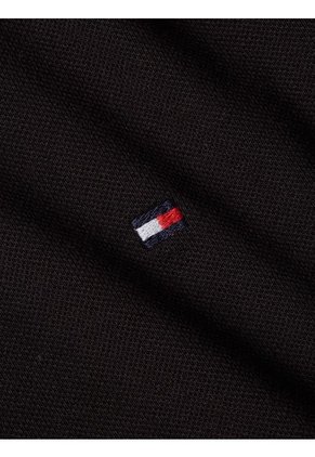 Polo Negro De Corte Slim Con Tejido Pique Tommy Hilfiger