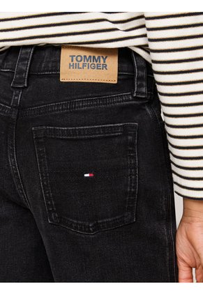 Jeans Negro Niña Desteñidos De Pierna Ancha En Negro Tommy Hilfiger