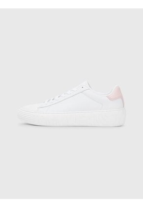Tenis Blancos Cupsole De Piel Con Inscripción Para Mujer Tommy Hilfiger