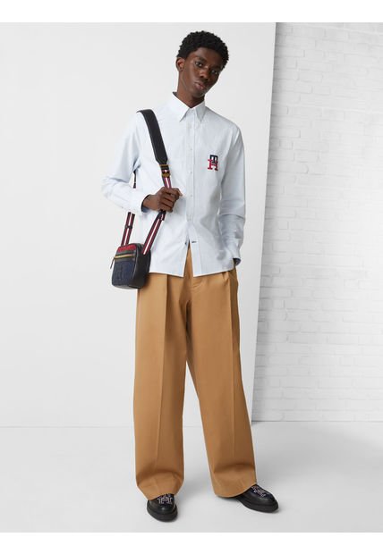 Camisa De Corte Regular Con Monograma Th Hombre  Tommy Hilfiger