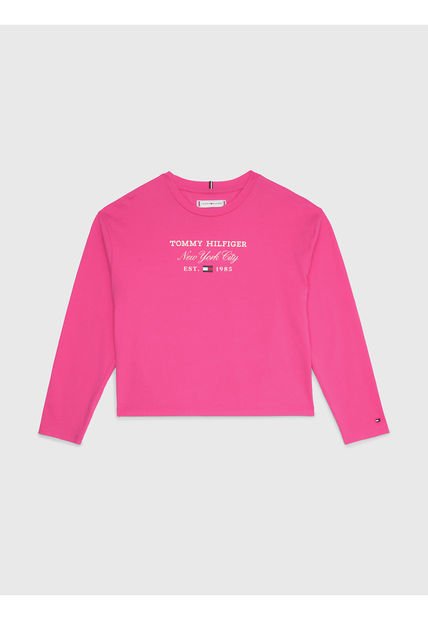 Camiseta De Niña Manga Larga En Punto Con Logo Tommy Hilfiger