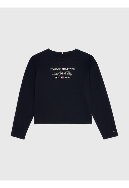 Camiseta De Niña Manga Larga En Punto Con Logo Tommy Hilfiger